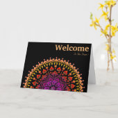 Black Minimal Mandala Willkommenskarte Karte (Gelbe Blume)
