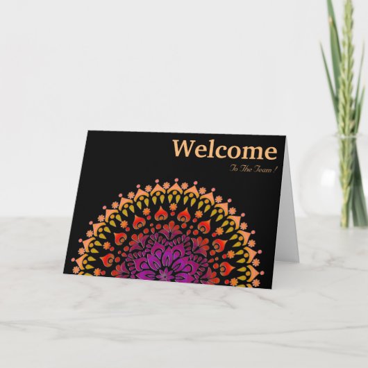 Black Minimal Mandala Willkommenskarte Karte (Vorderseite)