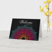 Black Minimal Mandala Willkommenswunsch Karte (Gelbe Blume)