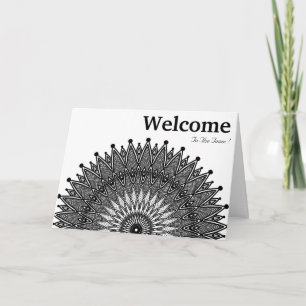 Black Minimal Mandala Willkommenswunsch Karte
