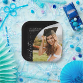 Black Minimal Minimalist Photo Arch Graduation Pappteller (Party)