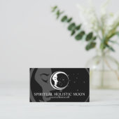 Black Minimal Modern Celestial Spiritual Moon Star Visitenkarte (Stehend Vorderseite)