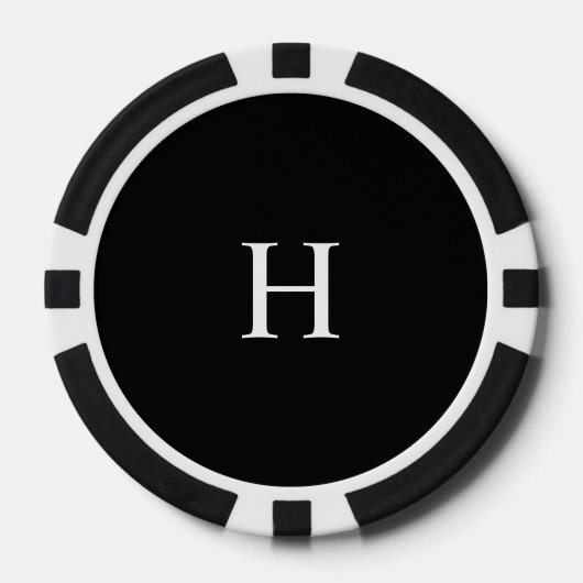 Black Minimal Modern Elegant Monogram Pokerchips (Vorderseite)