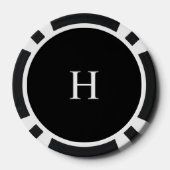 Black Minimal Modern Elegant Monogram Pokerchips (Rückseite)