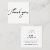 Black Minimal Modern Vielen Dank Business Cards Quadratische Visitenkarte (Vorne/Hinten)