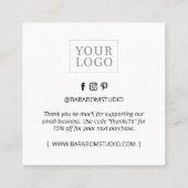 Black Minimal Modern Vielen Dank Business Cards Quadratische Visitenkarte (Rückseite)