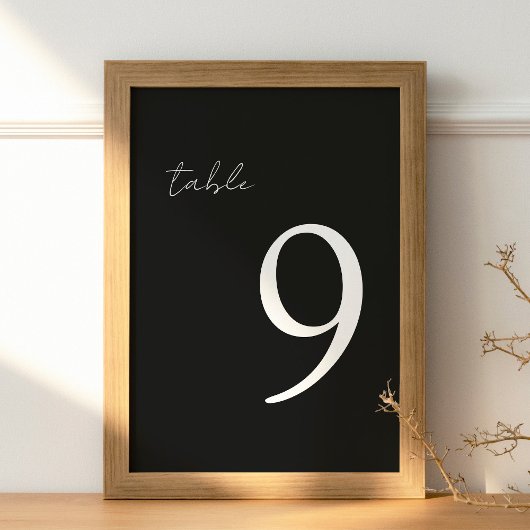 Black Minimal Moderne Elegante Hochzeiten Tischnum