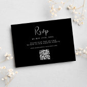 Black Minimal Moderne Elegante Wedding QR Code RSVP Karte