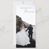 Black Minimal Modernes Foto Hochzeit Danke Karte (Rückseite)