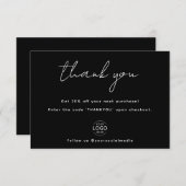 Black Minimal Script Logo Business Danke Karte (Vorne/Hinten)