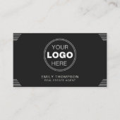 Black Minimalist Art Deco QR Code Layout Visitenkarte (Vorderseite)