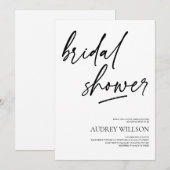 Black Minimalist Bridal Shower Invitation Einladung (Vorne/Hinten)