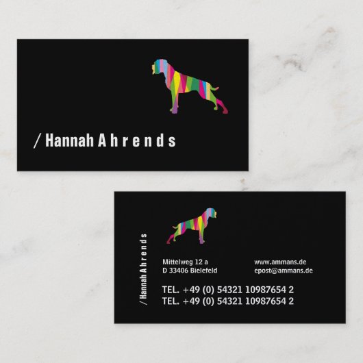 Black minimalist German Boxer Silhouette  Visitenkarte (Vorne/Hinten)