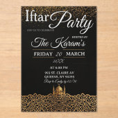 Black Minimalist Mosque Ramadan Iftar Party  Acryleinladungen (Vorderseite)