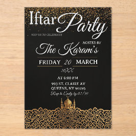 Black Minimalist Mosque Ramadan Iftar Party  Acryleinladungen