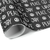 Black Minimalist | Peace Love Joy Christmas Geschenkpapier (Rolleneckpunkt)