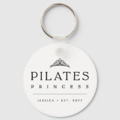 Black Minimalist Personalized Pilates Princess Schlüsselanhänger (Rückseite)