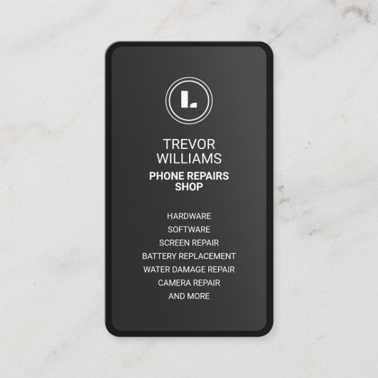 Black minimalist phone shape Business Card Visitenkarte (Vorderseite)