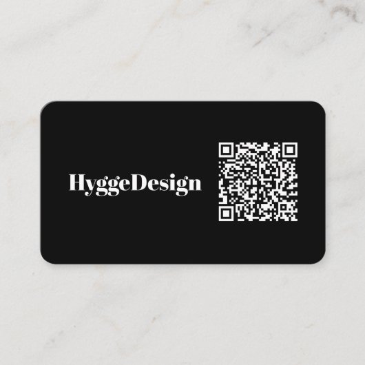 Black Minimalist Professional Custom QR Code Visitenkarte (Vorderseite)