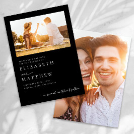 Black Minimalist Script Photo Wedding Save The Date