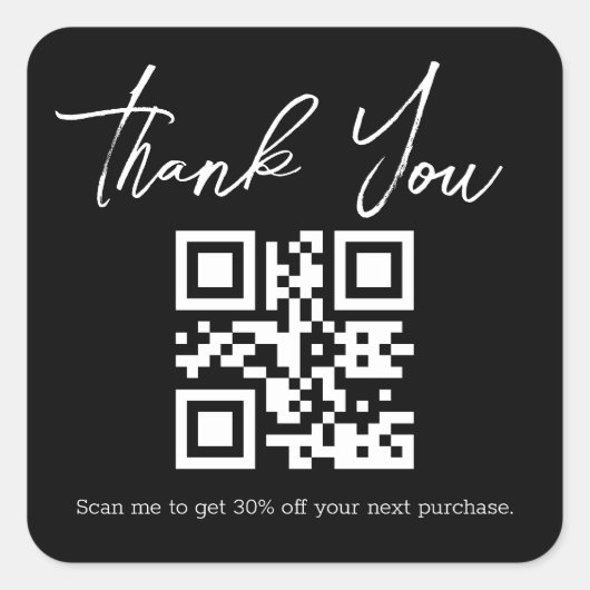 Black-minimalist Vielen Dank Business-QS-Code Quadratischer Aufkleber (Vorderseite)