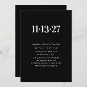 Black Minimalist Wedding | Elegant Modern Photo Einladung (Vorne/Hinten)