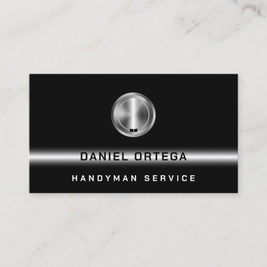 Black minimalist with wrench logo visitenkarte (Vorderseite)