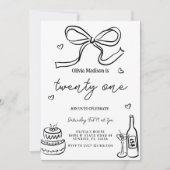 Black Minimalistisch 21. Geburtstag Party Einladung (Vorderseite)