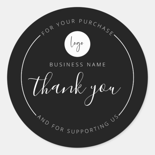 Black Minimalistisch Ästhetik Vielen Dank Circle Runder Aufkleber (Vorderseite)