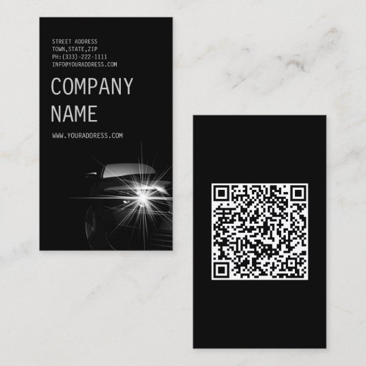 Black Minimalistisch Automotive Business Card Visitenkarte (Vorne/Hinten)