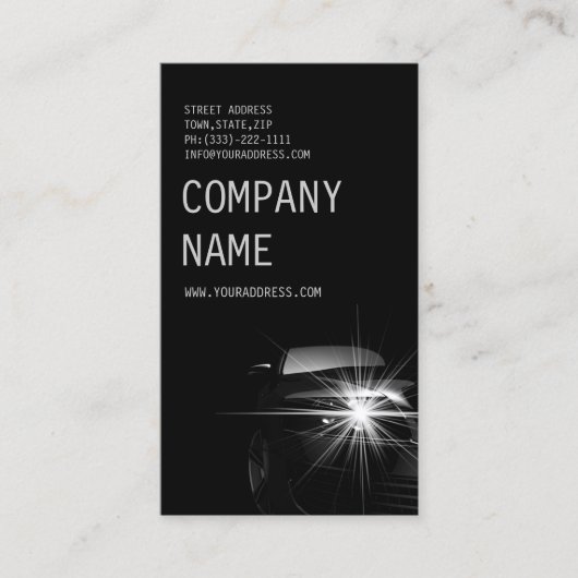 Black Minimalistisch Automotive Business Card Visitenkarte (Vorderseite)