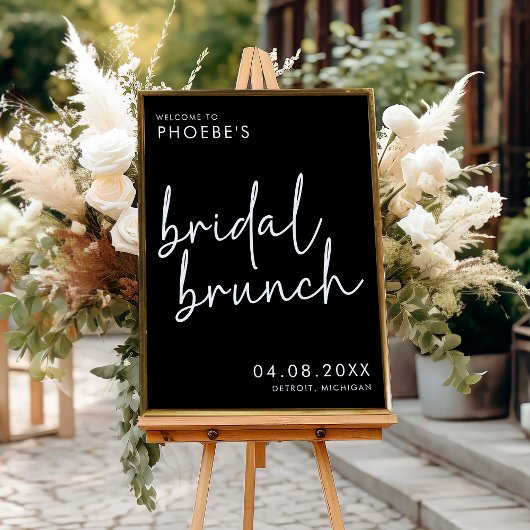 Black Minimalistisch Bridal Brunch Willkommensschi Poster