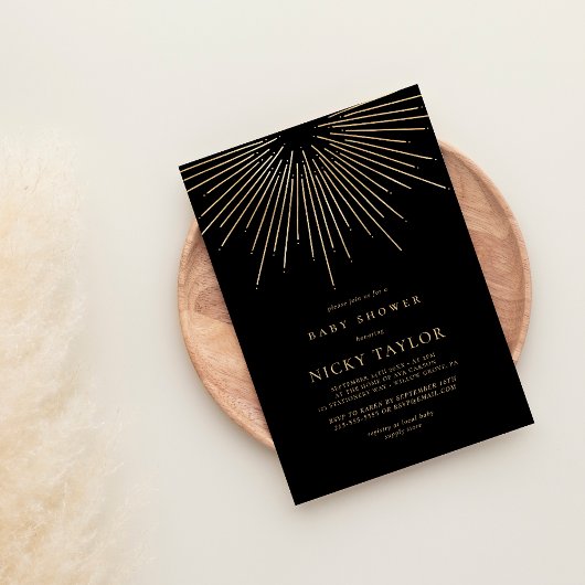 Black Minimalistisch Celestial Mandala Babydusche Einladung