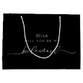 Black Minimalistisch Chic Calligraphy Bridesmaid Große Geschenktüte (Rückseite)