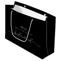 Black Minimalistisch Chic Calligraphy Bridesmaid
