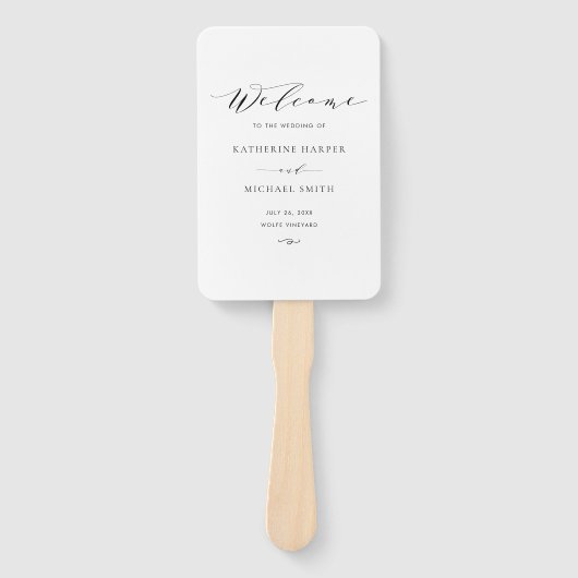 Black Minimalistisch Dainty Script Wedding Program Fächer (Vorderseite)