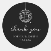 Black Minimalistisch Disco Ball | Hochzeit Runder Aufkleber (Vorderseite)