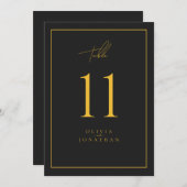 Black Minimalistisch Elegante Hochzeiten Tischnumm (Vorne/Hinten)