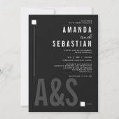 Black Minimalistisch Elegante Monochrome Wedding I Einladung (Vorderseite)