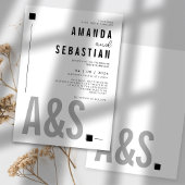 Black Minimalistisch Elegante Monochrome Wedding I Einladung