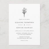 Black Minimalistisch Floral Bouquet QR Code Weddin Einladungspostkarte (Vorderseite)