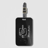 Black Minimalistisch Foto Studio Business Card Gepäckanhänger (Vorderseite Vertikal)