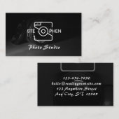 Black Minimalistisch Foto Studio Business Card Visitenkarte (Vorne/Hinten)