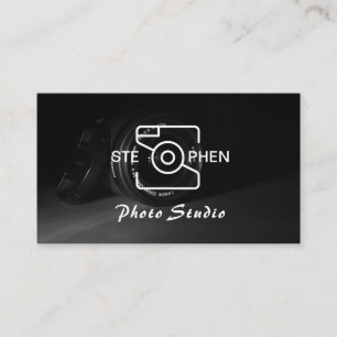 Black Minimalistisch Foto Studio Business Card Visitenkarte