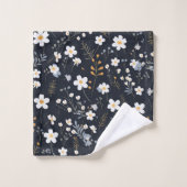 Black Minimalistisch Gentle Garden Wildblumen Kind Badhandtuch Set (Waschlappen)