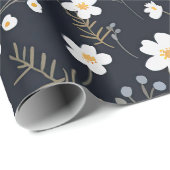 Black Minimalistisch Gentle Garden Wildblumen Kind Geschenkpapier (Rolleneckpunkt)