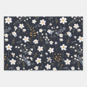 Black Minimalistisch Gentle Garden Wildblumen Kind Geschenkpapier Set (Vorderseite 3)