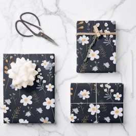 Black Minimalistisch Gentle Garden Wildblumen Kind Geschenkpapier Set