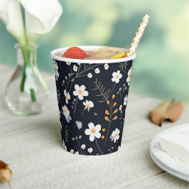 Black Minimalistisch Gentle Garden Wildblumen Kind Pappbecher