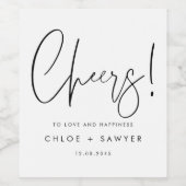 Black Minimalistisch Handwriting Cheers Wedding Weinetikett (Einzelnes Label)